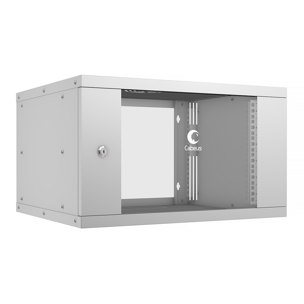 Cabeus WSC-05D-6U55/45 Шкаф телекоммуникационный настенный 19" 6U, серия LIGHT разборный, дверь стекло, цвет серый