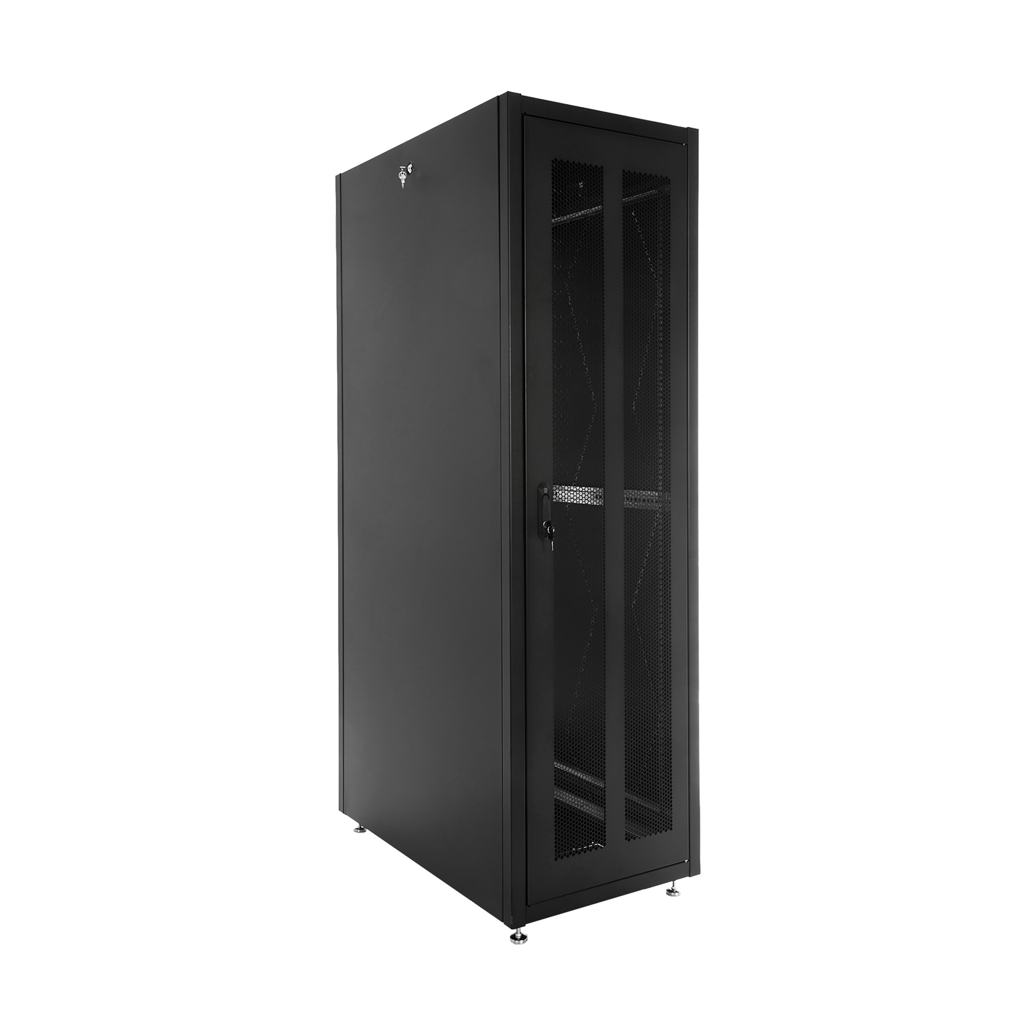ЦМО Шкаф телекоммуникационный напольный ЭКОНОМ 48U (600 x 800) дверь перфорированная 2 шт., цвет черный [ШТК-Э-48.6.8-44АА-9005]
