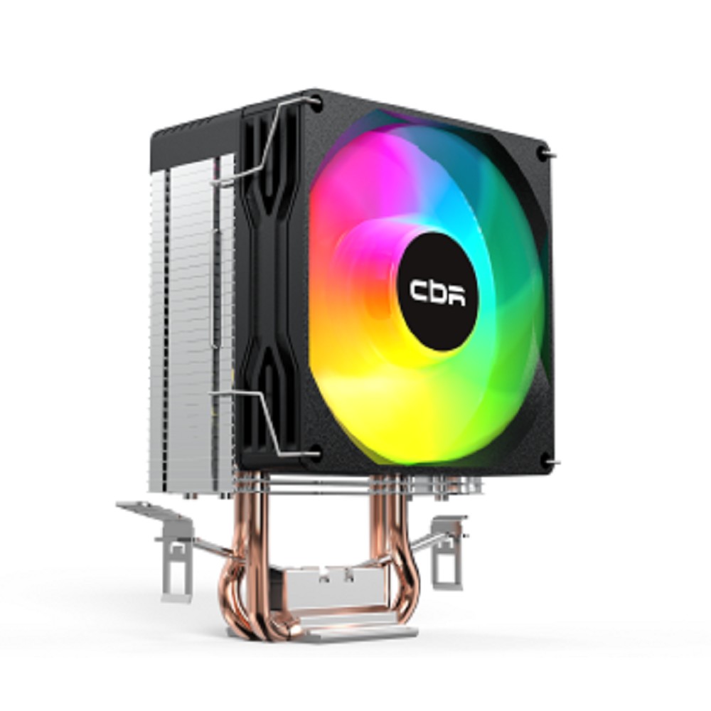 CBR-CC-2115-RGB-PWM Кулер для процессора, Al+Cu, 2 heat pipes, Socket 775/1155/1156/1150/1151/1200/1700/940/AM2/АМ2+/АМ3/AM3+/FM1/FM2/AM4/AM5, TDP 115W, 90mm Fan, 2600RPM, HB, RGB, PWM, 32db