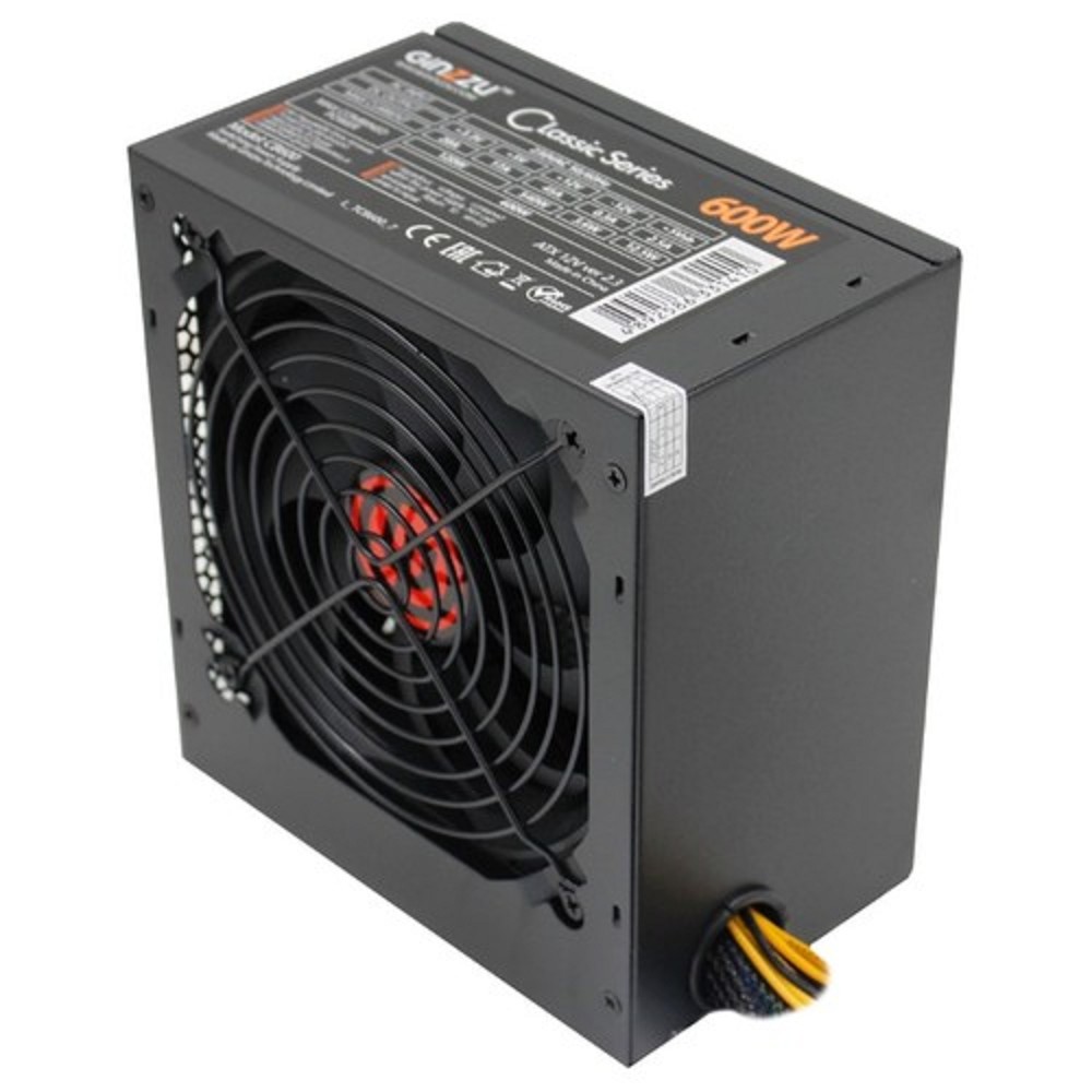 Повреждение упаковки Ginzzu CB600 12CM black,24+4p,2 PCI-E(6+2), 4*SATA,3*IDE,оплетка MB, кабель питания