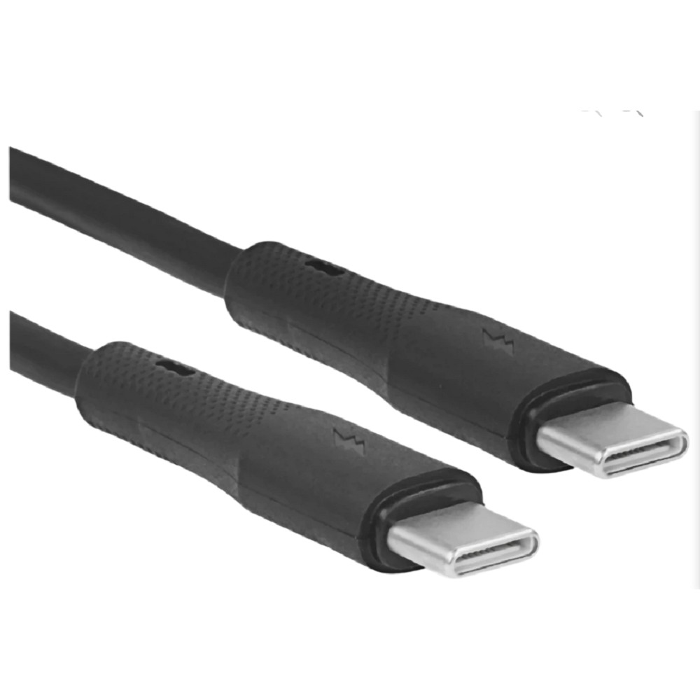 PERFEO Кабель USB C вилка - C вилка, 60W, черный, силикон, длина 1 м., ELASTIC (C1107)
