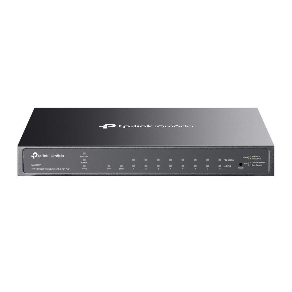 TP-Link SG2210P Коммутатор JetStream Smart с 8 портами PoE+ и 2 портами SFP
