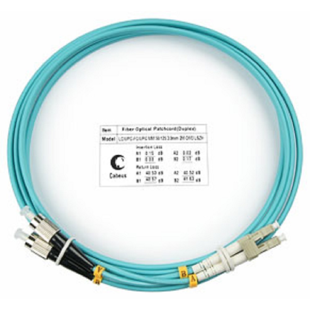 Cabeus FOP-50-LC-FC-1,5m Шнур оптический duplex LC-FC 50/125 mm OM3 1,5м LSZH