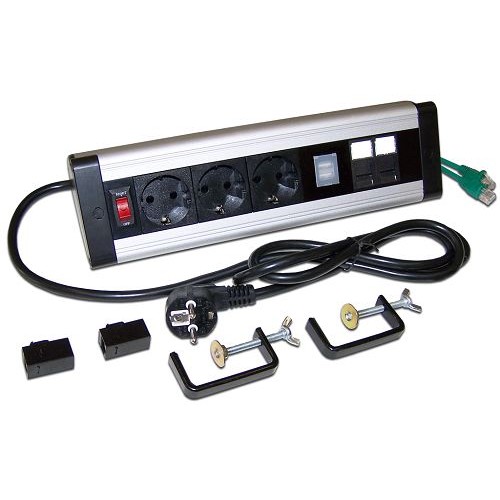 Блок розеток LANMASTER 3 эл. модуля, 2 USB модуля, 2 порта кат.6 (LAN-WA-DC/3G+2UC+2C6)