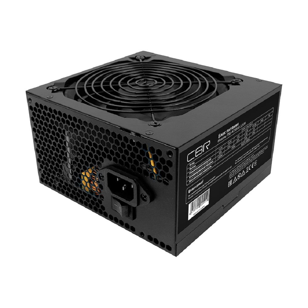 Блок питания CBR ATX 600W 80+ Bronze, DC-DC, APFC, 0.6mm, 24pin, 1*8-pin(4+4P), 2*6+2pin, 6*SATA, 4*IDE, 12cm fan, 1.5м кабель питания, черный [PSU-ATX600-12GM] BOX