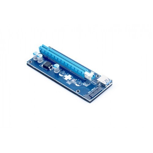KS-is KS-347 Адаптер удлинитель райзер PCle 1x в 16х с питанием SATA/Molex/6pin 