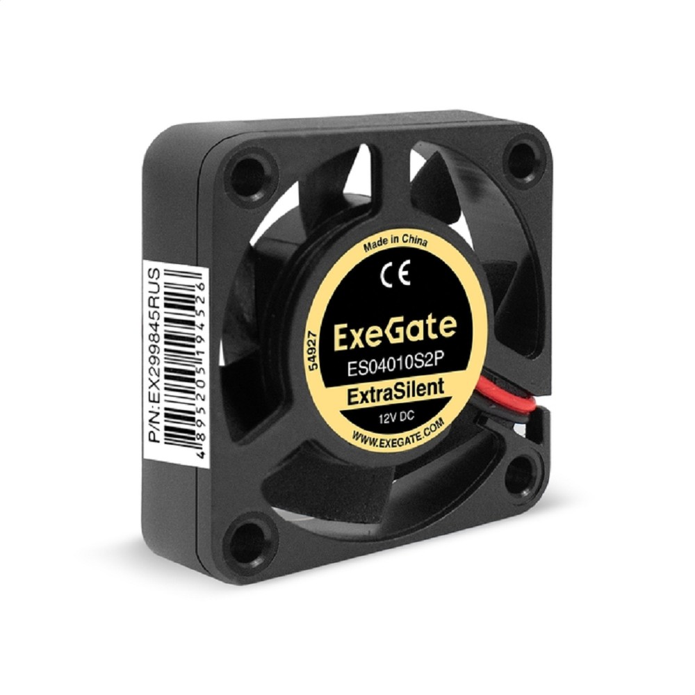 Exegate EX299845RUS Вентилятор 12В DC ExeGate ExtraSilent ES04010S2P (40x40x10 мм, Sleeve bearing (подшипник скольжения), 2pin, 4000RPM, 19dBA)
