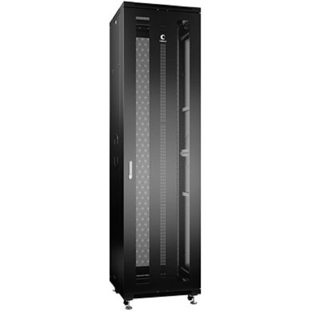 Cabeus ND-05C-47U60/80-BK Шкаф монтажный телекоммуникационный 19" напольный для распределительного и серверного оборудования 47U 600x800x2277mm (ШхГхВ) передняя и задняя перфорированные двери, ручка с